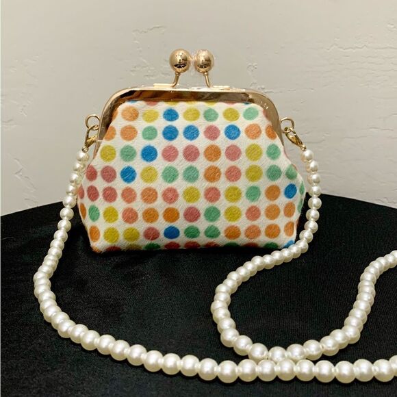 Laurie’s Collection Handbags - Handmade Real Hair-on-calfskin Polka Dot Kisslock Clutch/Wristlet/Crossbody